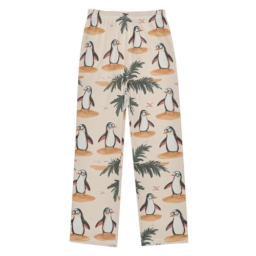 ZZXXB Penguins with Glasses Boys Long Pants Soft Trousers Elastic Waist Kids Lounge Bottoms with Pockets S-XL