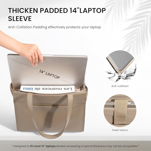 Image of befen Genuine Leather Tote Bag for Women Work, Women's Tote Handbags Shoulder Satchel Purse with Compartments and Tassel