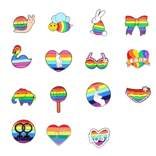 Pride Pin & Regenbogen Patch - 15er, 16er & 46er Sets, Individuelle Auswahl - Stilvolle LGBTQ-Accessoires Für Vielfalt Und Toleranz (15 Artikel)