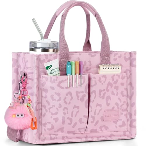 Image of BECOJADDE Structured Canvas Tote Bag for Women, Multi-Compartment Zippered Purse for Work Bible Travel