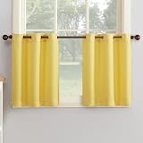 No. 918 Montego Casual Textured Semi-Sheer Grommet Kitchen Curtain Tier Pair, 56' x 24', Yellow