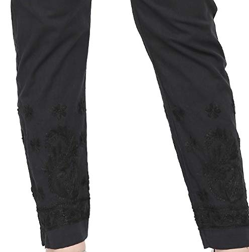 Image of indiankala4u Cigarette Pants Palazzo Salwar for Women Chikankari Hand Embroidered, Lycra Cotton