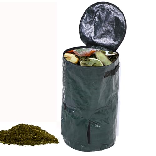 Garden Yard Compost Bag, 2 Sizes Reusable Compost Bins Outdoor Outdoor Garbage Can Yard Waste Bags Mulch Bucket for Kitchen Garden Tool Bag for Loading Leaf Trash (35 * 60)