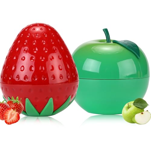 2Pcs Hand Cream for Dry Cracked Hands, Fruit Hand Lotion, Birthday Gifts for Women, Moisturizing Mini Hand Cream Travel Size, Bridesmaid Gifts, Nurse Gifts, Thank You Gifts (Strawberry&Apple)