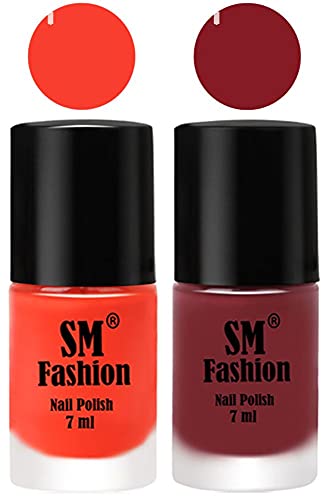 Image of Long Lasting Nail Polish | Nail Paint Combo 7 ml Each) - Set of 2 Light Orange-Plum