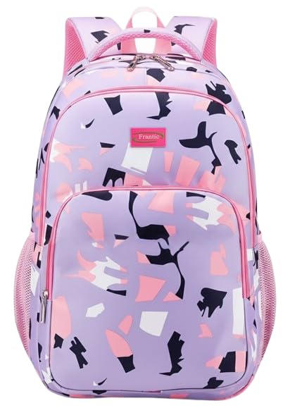 Image of Frantic Waterproof Polyester 35 L School Backpack With Pencil /Staionery Pouch School Bag Class 1 to 8 Daypack Picnic Bag For School Going Boys & Girls(RR Purple Animal B)