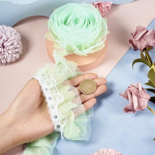 Spritewelry 2M Pleated Chiffon Lace Trim 2-Layer Gathered Ruffle Trim Edging Trimmings Fabric Ribbon for DIY Sewing Crafts Costume Applique Decor 50mm - Image 4