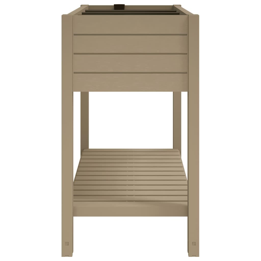 Jardinera de jardín elevada de polipropileno marrón claro 110 x 45 x 79 cm con sistema de autorriego y trama de madera sintética, diseño práctico para patio y balcón, amplio