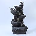 Outdoor Waterfall Fountain with Cascading Rock and LED Lights - Indoor Tabletop Water Fountains Resin Tiered Stones for Office Patio Home Decor 5-Tiers
