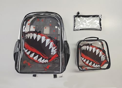 FTJCF 3Pcs Clear Backpack Set with Lunch Box