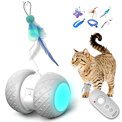 Juguete eléctrico interactivo para gatos, bola giratoria automática con luz LED, juguete inteligente para gatos y perros Cover