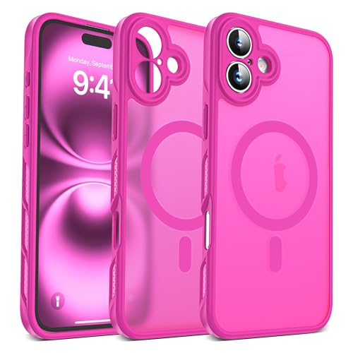 BTBTCASE iPhone 16 Plusp CP[X [Mag-SafeΉ] [AbvO[hꂽtJی] [M] }bgwʑϏՌgѓdbJo[ 6.7C`-zbgsN