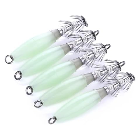 FOLANDO 5pcs Luminous Squid Fishing Lures Kit Cover