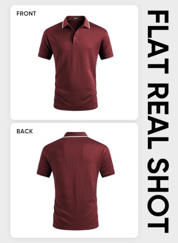 Image of JMIERR Mens Casual Polo Shirt Short Sleeve Vacation Button Summer Beach Knit Stretchy Golf Shirts