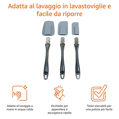 Amazon Basics - Spatole in silicone, set da 3 pezzi, Grigio, 16.5 cm