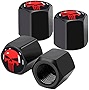 Ajxn 4 Pack Skull Car Wheel Tire Valve Stem Caps Airtight Dust Proof Covers Universal Tire Air Valve Caps for Cars, Trucks, Bicycles, Car Accessories for Men and Women Red