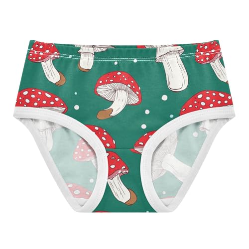 Wusikd Mushroomson Girls' Underwear Cotton Green Red Girls Briefs Soft Toddler Underwear 2T