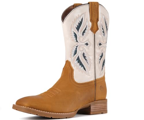 Image of SUREWAY Men's Cowboy Boots, Square Toe Pull On Soft Toe Western Boot | 10 Inch Classic men's wellington work boots,slip resistant outsole,durable,pull-on design for daily and western casual wear