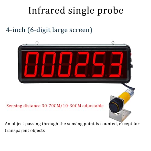 Contatore Digitale a sensore con rilevamento, Display da 3 Pollici, Fino a 999999 conteggi, Raggio di rilevamento 30/70 cm per Nastri trasportatori,