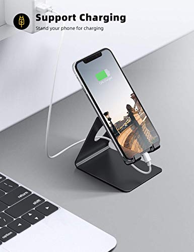 Image of Adjustable Metal Phone Stand for Desk | Sturdy Aluminum Cradle Dock for 4-8 Inch Smartphones | Anti-Slip Mobile Holder for Office, Study Table & Bedside | Universal Stand