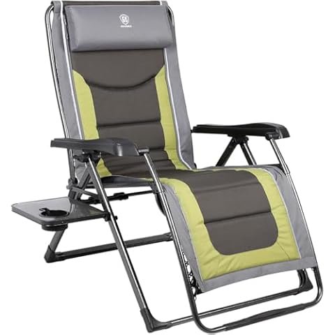 EVER ADVANCED Oversize XL Zero Gravity Recliner Padded Patio Lounger Chair with Adjustable Headrest Support 350lbs (Olive Green) Cover