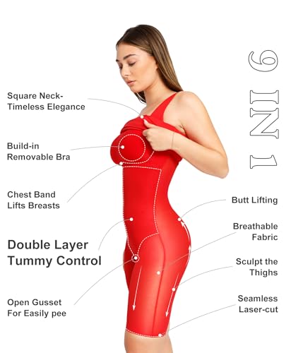 Image of Popilush Shapewear Dress Workwear Built in Shapewear Dress Square Neck Sleeveless Dress 3D HIPS Offer