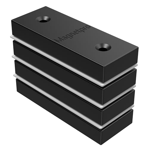 Magnetpro Lot de 4 Aimants rectangulaires entièrement recouverts de plastique PP, force de 10 kg dimensions 50,80 x 19,05 x 7,62 mm, de qualité alimentaire,...