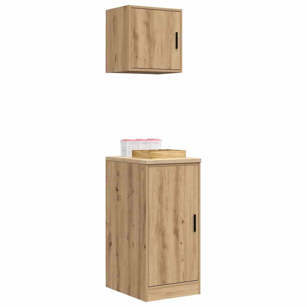 Générique Armoires Garage 2 pcs chêne Artisanal Bois d'ingénierie,Entreprise & Industrie,Stockage Industriel,Armoires industrielles,Brun,28.35 KG,3328304