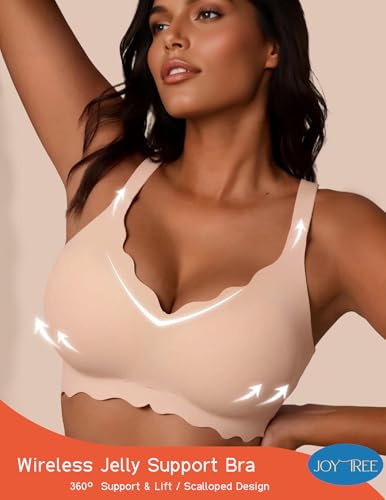 Image of JOYTREE Silky Bras for Women No Underwire V Neck Bralettes for Women Cloud Feel Everyday T Shirt Bra with Extender