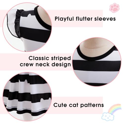 Disfraz completo de gato blanco y negro para niñas miniatura 5