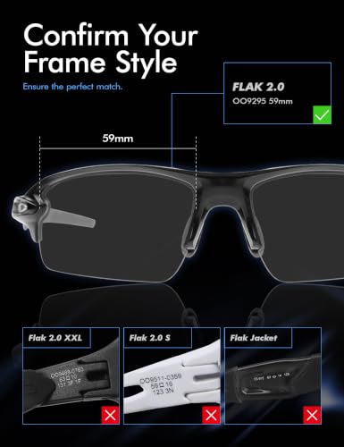 Image of SAUCER Premium Replacement Lenses & Rubber Kits for Oakley Flak 2.0 OO9295 | UV400 Protection, Anti-Scratch, Precise Fit