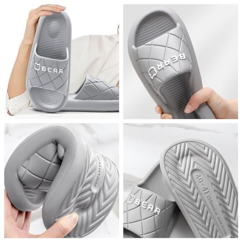 Home Slippers Little Bear Slippers Slides Sandals Couple Thick Sole Bathroom Shower Slippers Summer Indoor Household Slippers Non Slip Silent House Shoes Beach Sandals for Women Men4