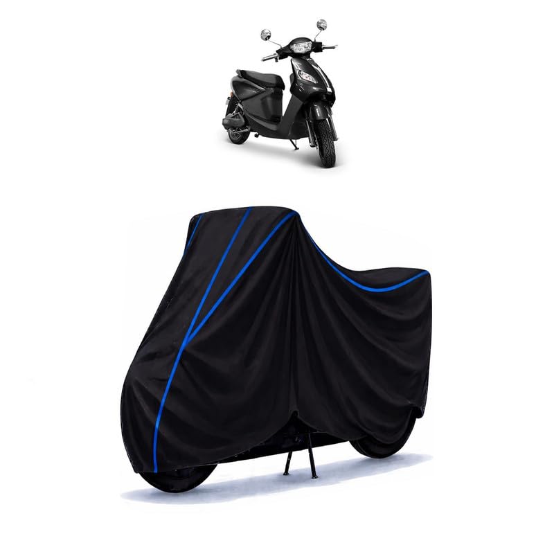 Image of Scooty Cover Water Resistant for Yo Electron DX | Universal Scooter & Bike Cover | Heavy Duty UV Dust, Rain & Scratch Protection | Elastic Fit All Weather Indoor Outdoor | Black with Blue Piping