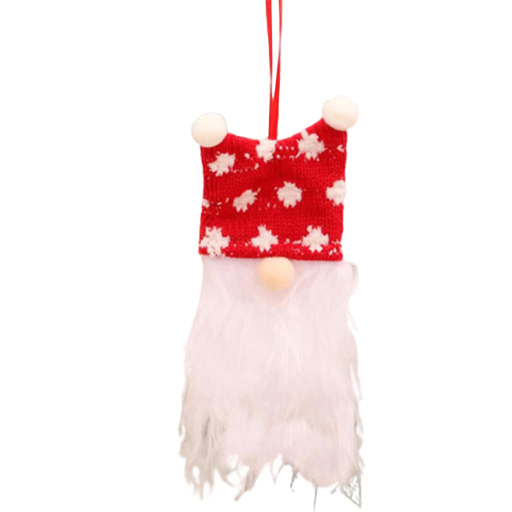 Jazuaiao Red Pendants Faceless Dolls Christmas Stripe Snowflake Dwarf Santa Ornament Christmas