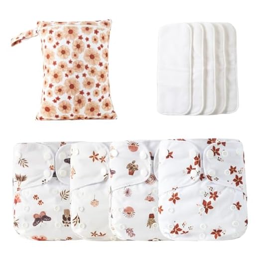 Wiederverwendbare Windeln für Babys – verstellbare waschbare Babywindeln | Wiederverwendbare Windel mit Einsätzen, 4 x saugfähige und atmungsaktive Einlagen, wasserdichte Decke mit 4 Einsätzen und 1