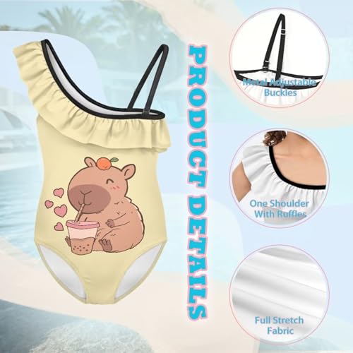 Image of Girls One Piece Swimsuits Size 3-14 Trendy Ruffle Bathing Suit Casual Hawaiian Summer Beach Swimwear