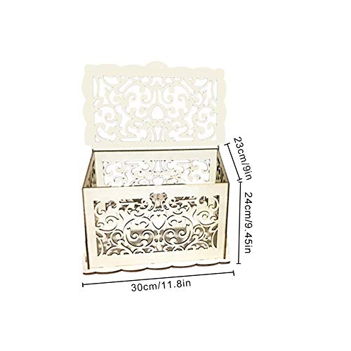 ATpart Boîte de cartes de mariage en bois, organisateur de cartes vintage avec serrure Boîte de cartes en bois bricolage pour la décoration de fête d'anniversaire