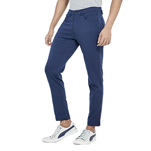 Image of VETTORIO FRATINI by Shoppers Stop Solid Cotton Nylon Slim Fit Men's Trousers
