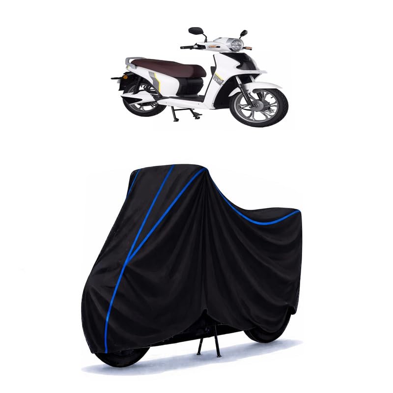 Image of Scooty Cover Water Resistant for BGauss | Universal Scooter & Bike Cover | Heavy Duty UV Protection | Dust, Rain & Scratch Protection | Elastic Fit All Weather Indoor Outdoor | Black with Blue Piping