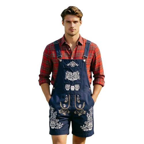 Lederhosen homme avec ceinture en cuir véritable robuste pour déguisement bavarois traditionnel