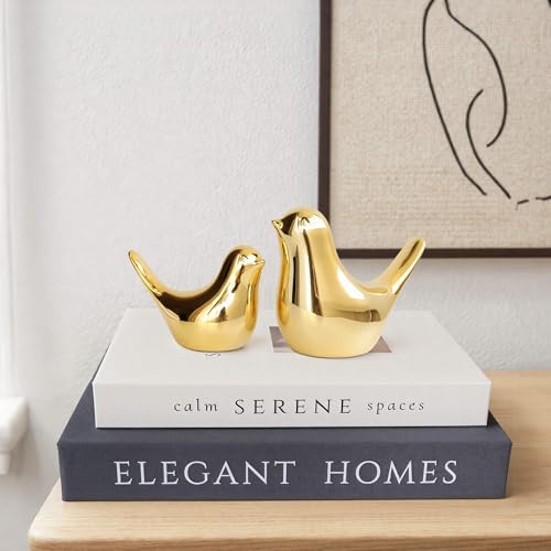 Figuras pequeñas de pájaros dorados para decoración moderna miniatura 7