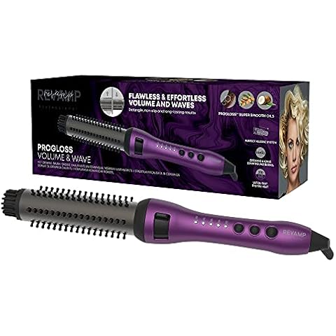 REVAMP Progloss Volume and Wave Hot Ceramic Brush, Retractable bristles , Heat , Purple Cover