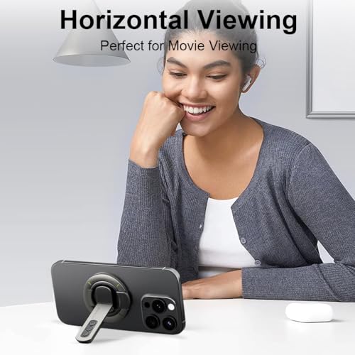 Image of Magnetic Ring Phone Holder Stand, 360 Rotatable Finger Grip, Double Sided Magnet, Adjustable Kickstand, Aluminum Alloy Mobile Stand (Space Grey)