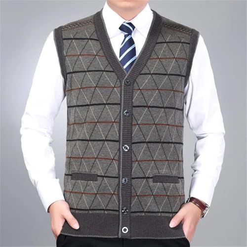 Bollrllr 2024 Winter Men's Knitted Cardigan Sweater Vest Casual Retro V-Neck Warm Large Size Vest2