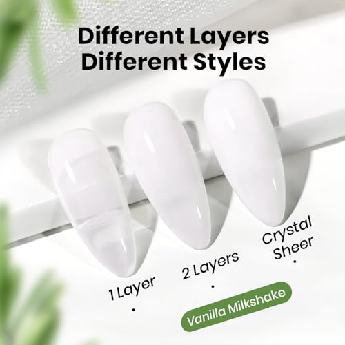 Image of Beetles Milky White Gel Nail Polish - 8ml HEMA-Free Jelly Natural Nude Gel Polish Nail Concealer Sheer Translucent Effect Soak Off UV Vanilla Milkshake Collection Nail Art Manicure Gift for Women
