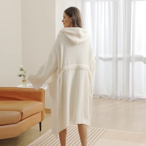 Image of bearberry Plush Hooded Bath Robe Women's Loungewear Sleep Robe Indoor Outfit
