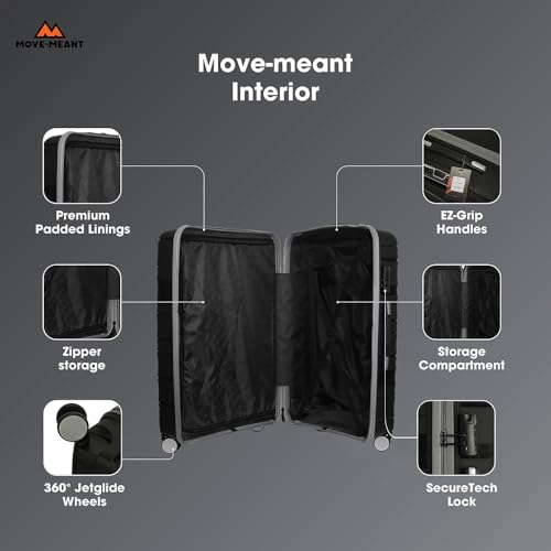 Image of Move-Meant TRAVELFY Large Check-in 75Cm Suitcase 8 Wheels Number Lock Polypropylene Black Trolley Bag for Men & Women | 360 Degree Wheeling System Luggage | Trolley Bags for Travel