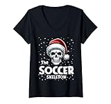 Photo Gallery donna soccer skeleton funny christmas family matching maglietta con collo a v Photo Gallery donna soccer skeleton funny christmas family matching maglietta con collo a v