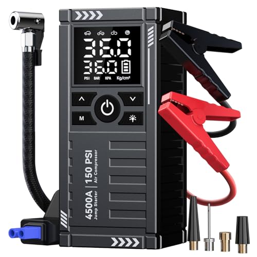 Car Battery Jump Starter with Air Compressor - 4500A 150PSI Porta...
