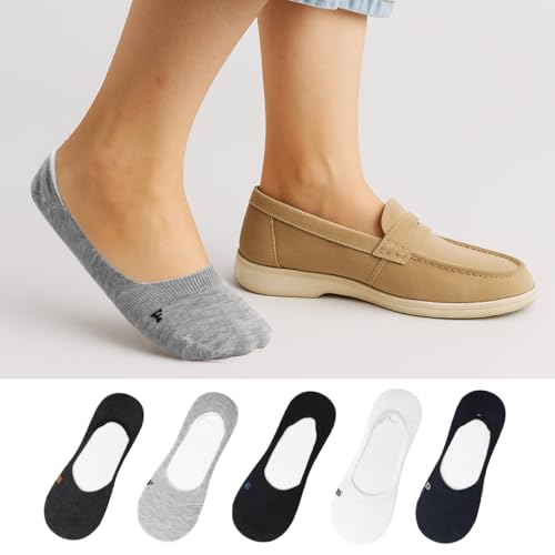 5 Packs No Show Socks Men Size 5-8.5 Soft & Stretchable Low Cut Liner Socks for Flats Unisex (Mixed colors 10000)